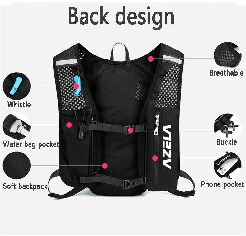 Outdoor Trail Running Ultralight Backpack Hydration Jogging Vest Men Breathable Marathon Bicycle Bag Water Bottle 250ML/1.5L