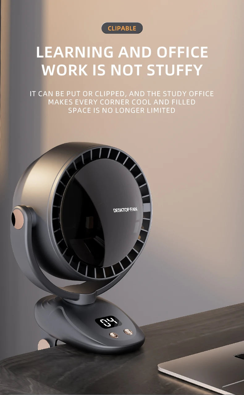 New USB Multi functional Leaveless Clip Fan Outdoor Camping Desktop Charging Wireless Fan