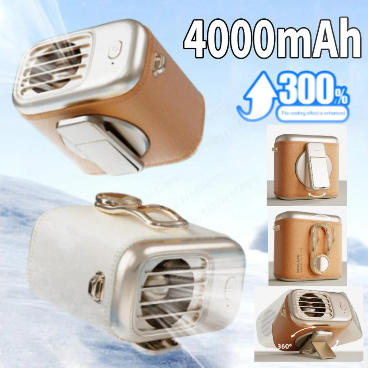 Waist/Neck Desktop Fan Portable Air Cooling Fan 4000mAh Clip-on Air Conditioner Fans Auto Ventilator Quiet Neckband Fan Cooler