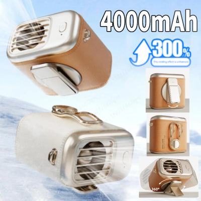 Waist/Neck Desktop Fan Portable Air Cooling Fan 4000mAh Clip-on Air Conditioner Fans Auto Ventilator Quiet Neckband Fan Cooler