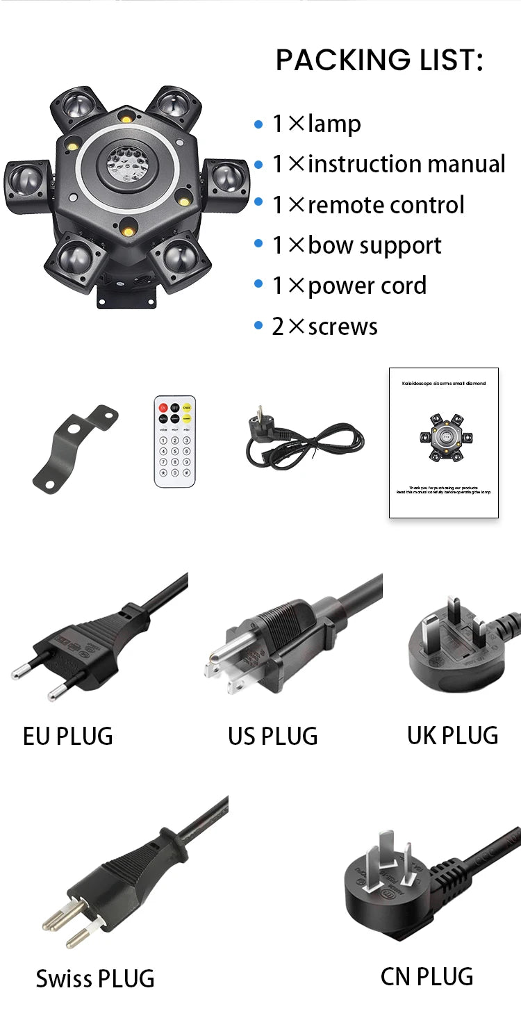 KEMAX Mini Beam 100W LED Mobile Head RGBW 6Arm Strobe Disco Party Light DMX DJ Accessories Nightclub Robot Stage Effect Light