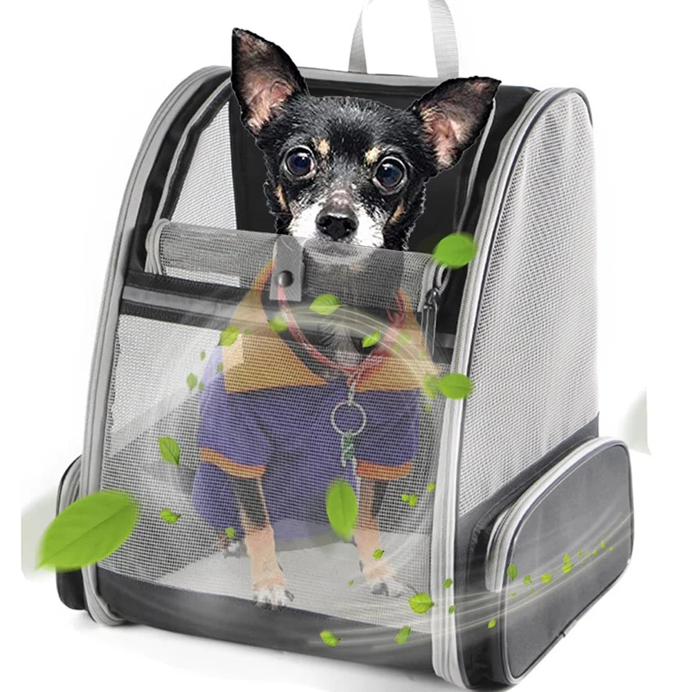 Outdoor Travel Pet Carrier Backpack - Breathable Vented Mesh Bag Suitable for Small Dogs, and Other Pets