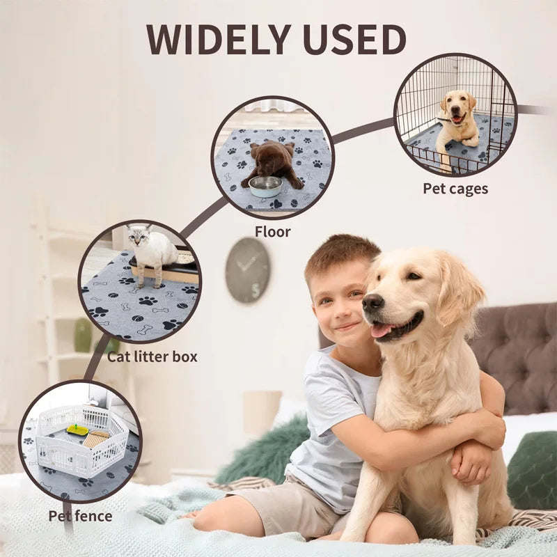 All-Weather Chew-Proof Dog Mat-Waterproof & Thermal Fleece Pad with Custom Print, Heavy Duty for Large Dogs (SGS Certified）
