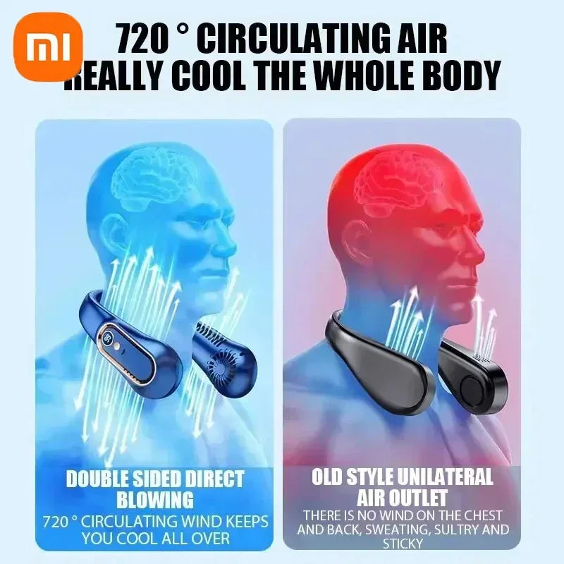 Xiaomi Neck Fan Digital Display Power Ventilator Leafless Neck Band Fan Portable Mini Air Cooler USB Rechargeable Fan