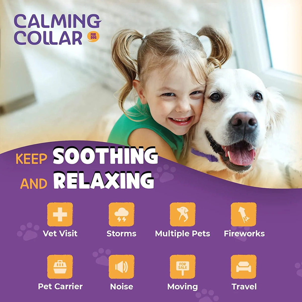 Pet Calm Collar Cat Dog Soothe Collar Adjustable Neck Strap Relieve Anxiety Remove Restlessness Protection Relax Pet Supplies