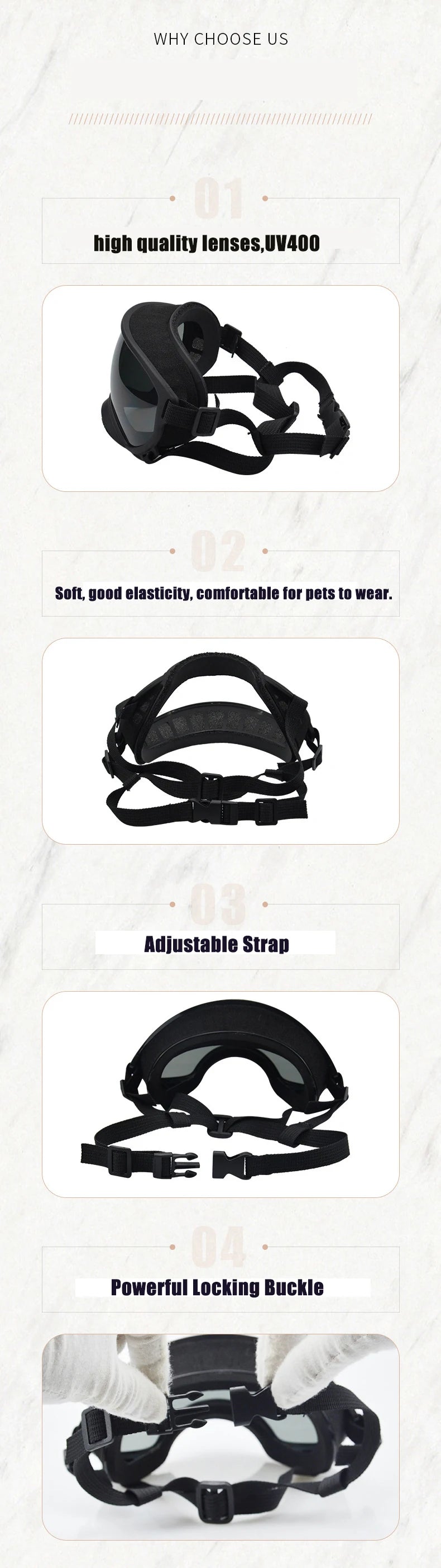 Dog Goggles Adjustable Pet Glasses Dog Sunglasses for Small Medium Large Dogs Puppy Skiing Ourdoor Eyes Protection Pet Supplies