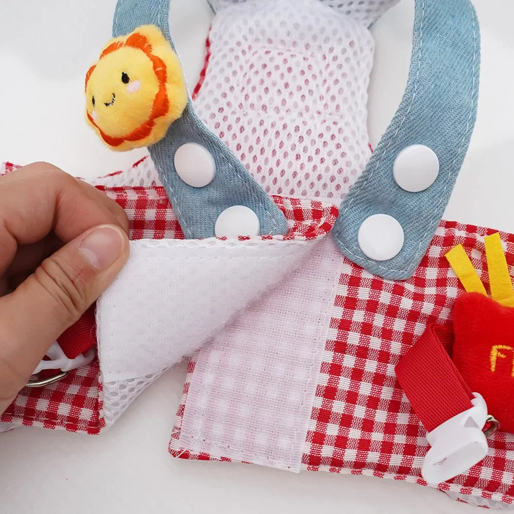 Cartoon Pet Harness Leash Sun Hat Set Cute Kitten Puppy Costume Cat Small Dogs Vest Harness Rope Cap 3pcs Outdoor Pet Supplies