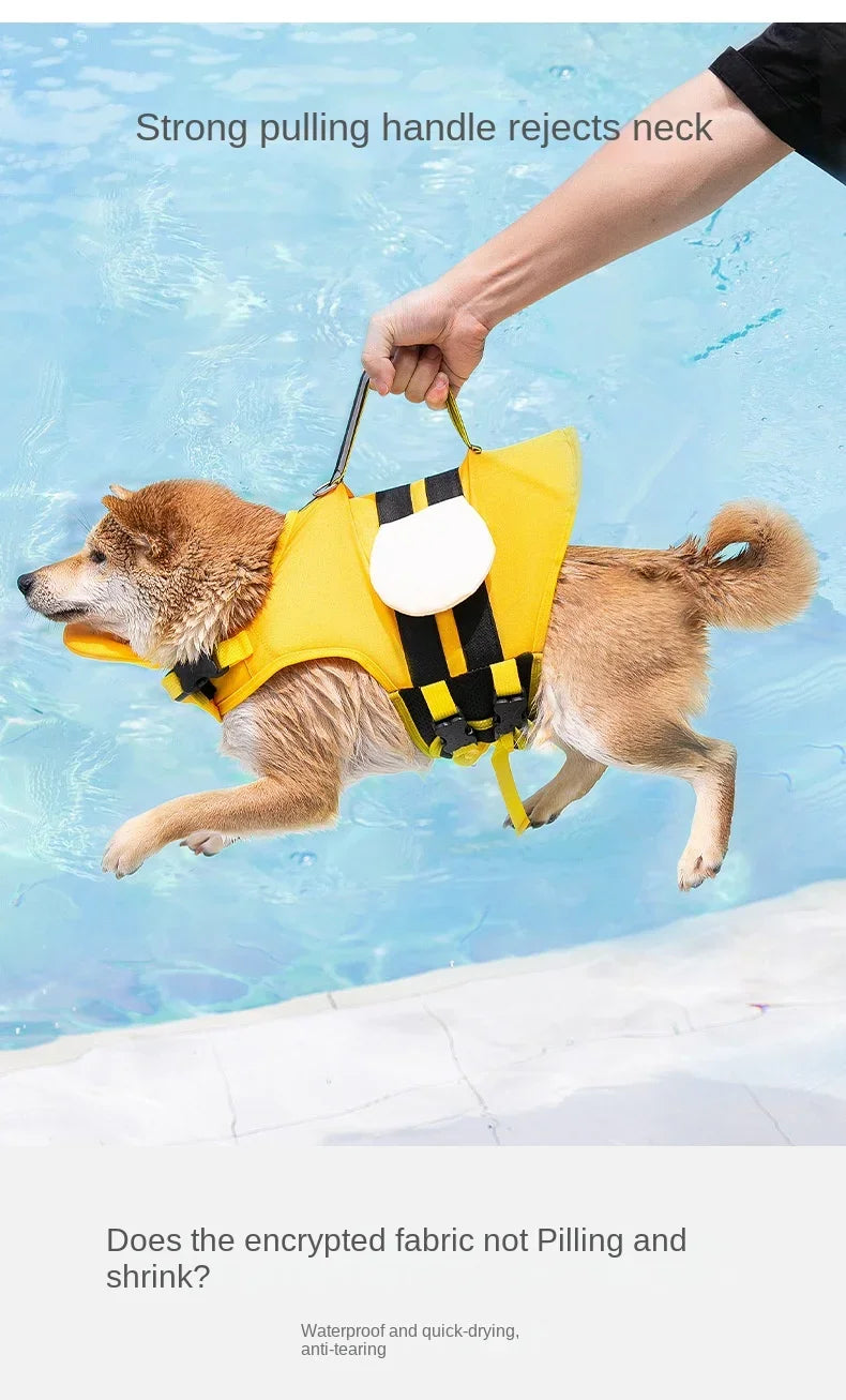 Summer Animal Shaped Bee Dog Life Jacket, Medium-sized Small Dog Universal Dog Swimsuit, Pet Buoyancy Jacket