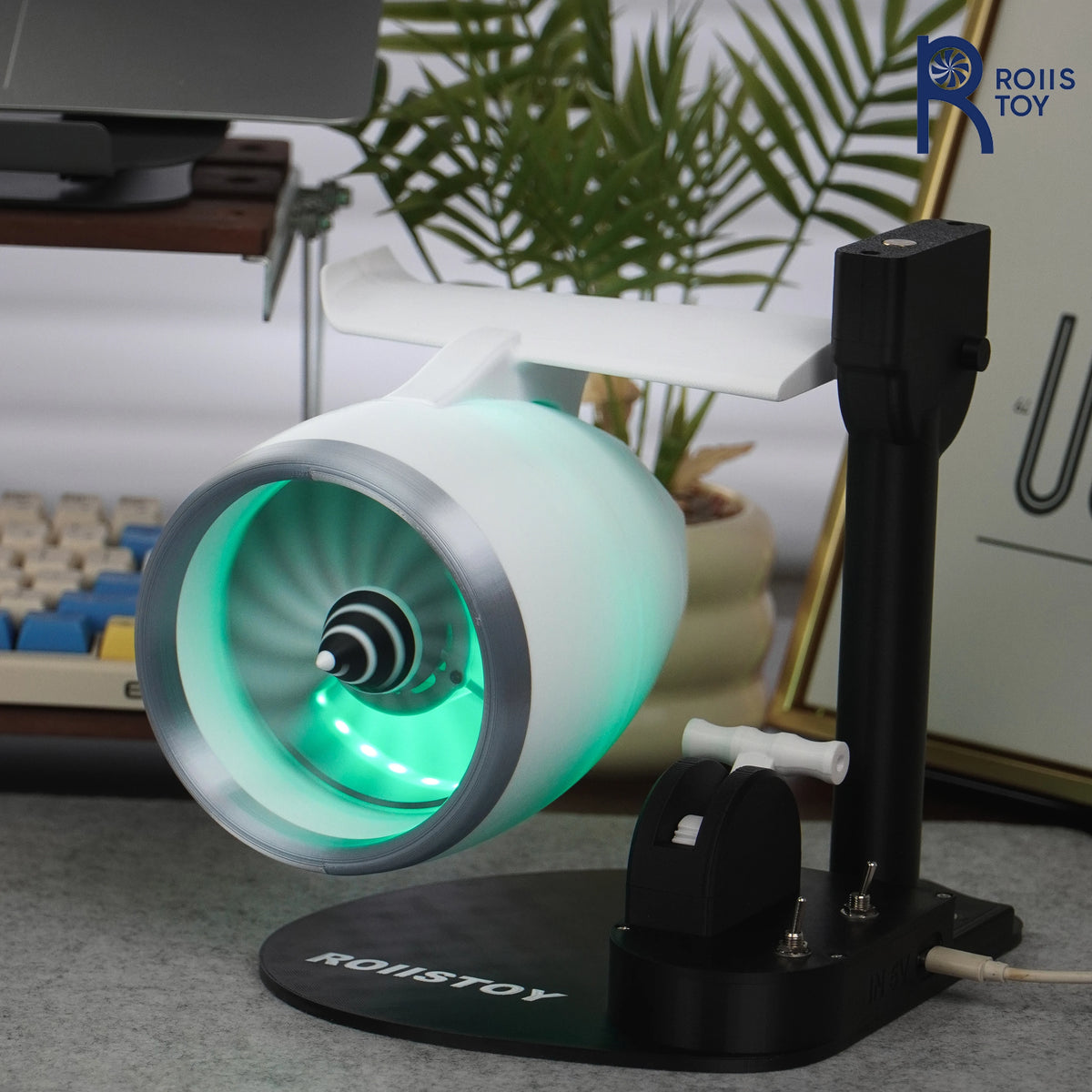Single Head Turbojet Fan Humidifier with Blowing Capability RGB Light Show Function Home Office Desktop Air Moisturizer Room Dec