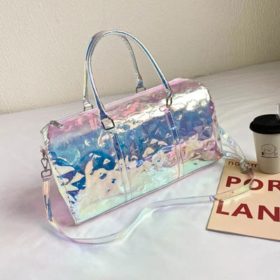 Colorful Bright Travel Bag Summer Women's Beach Handbag Leisure Fitness Swim Gym Bag Clear Jelly Portable Laser Transparent Tote