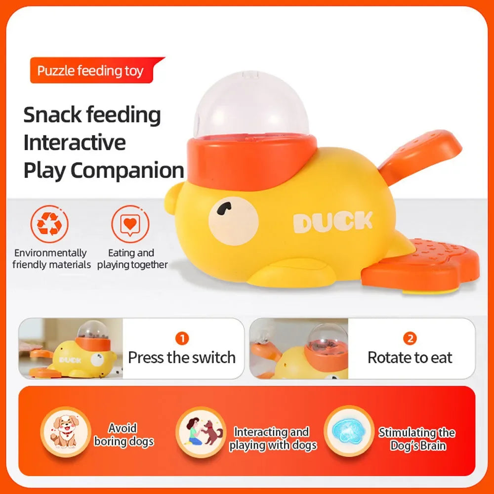 Interactive Dog Toy Durable Plastic Pet Food Feeder Puzzle Game Suitable for Cat Dog Duck Design Dog Snack Distribution Toy Pet