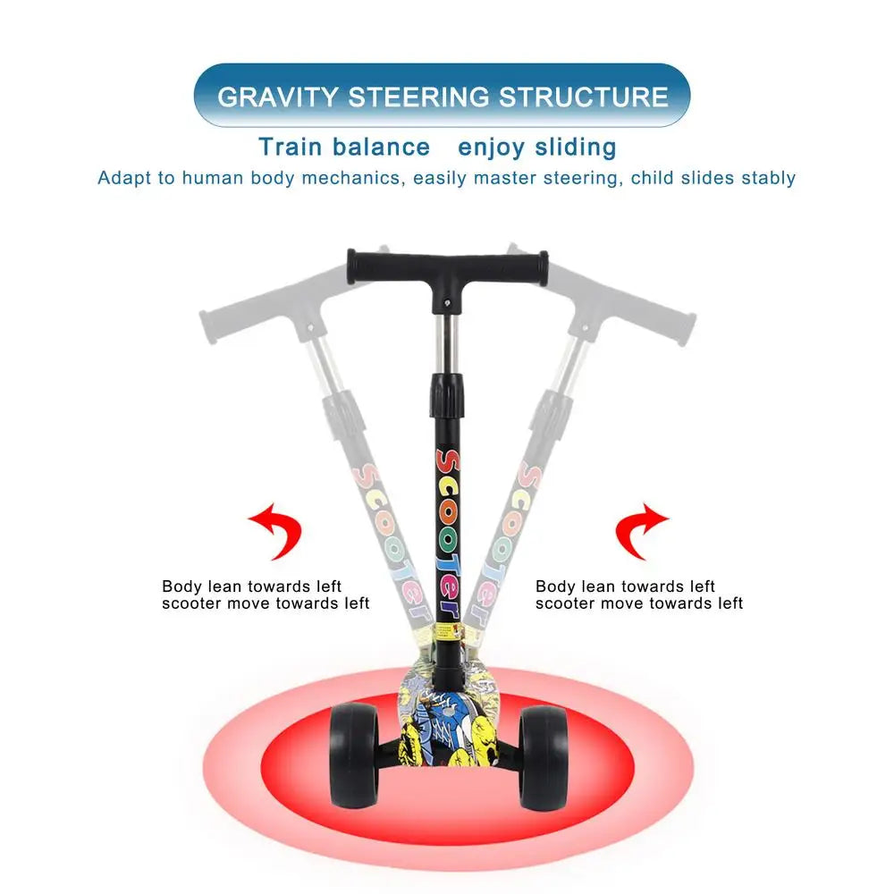 Child Scooter Folding Kick Scooter Adjustable Height Skateboard For Kids With LED Light Kateboard Outdoor Kids Foot Scooter