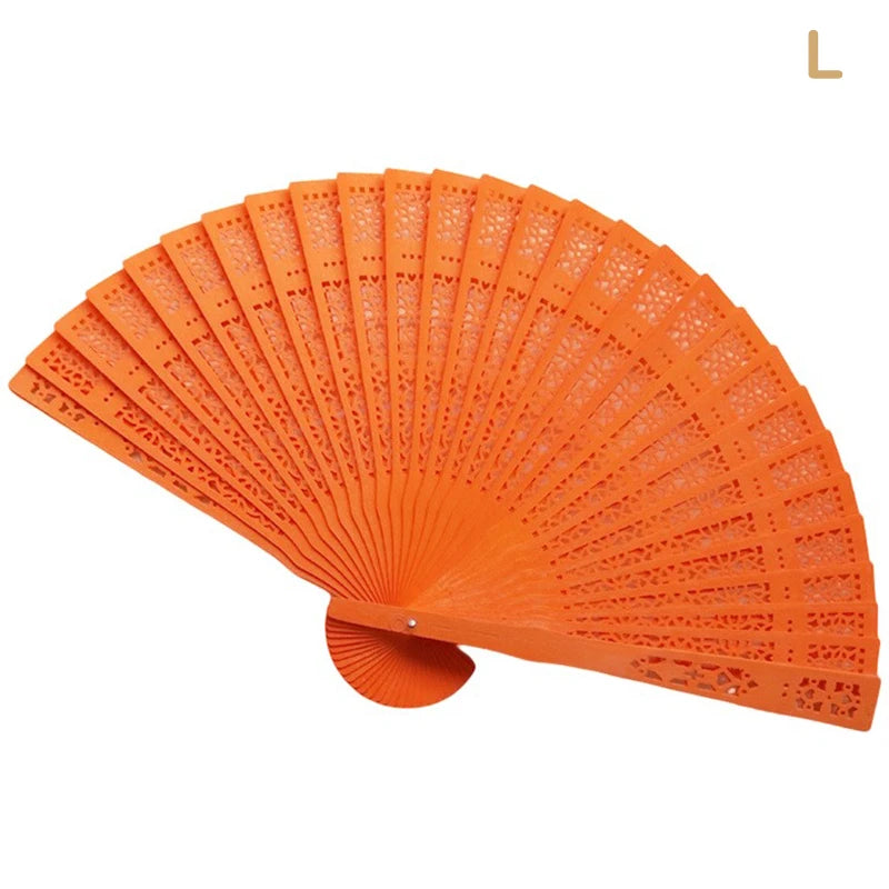 Fashion Wedding Hand Fragrant Party Carved Bamboo Folding Fan Chinese Wooden Fan Vintage Hollow Antiquity Folding Fan