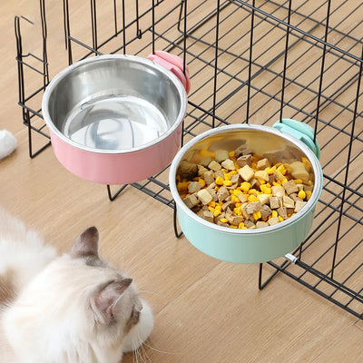 Hanging Stainless Steel Pet Food Bowl - 2-in-1 Detachable Design