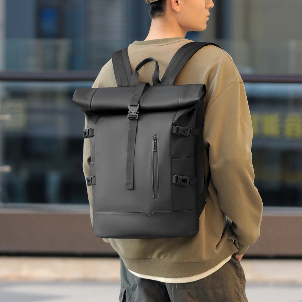 Waterproof Durable Outdoor Backpack Roll Top Fashion Casual Backpack for Hiking Travel Men Women Daily Commute