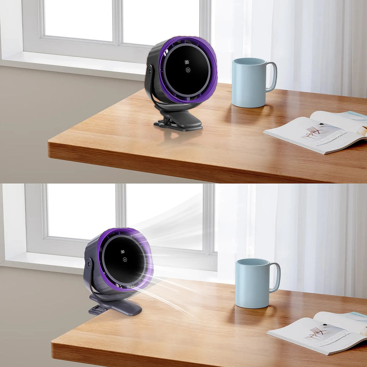 Clip on Fan for Bedroom 70ft Powerful Airflow 120 Speed Rechargeable 360° Adjustable 35db Quiet Table Desktop Fans for Summer