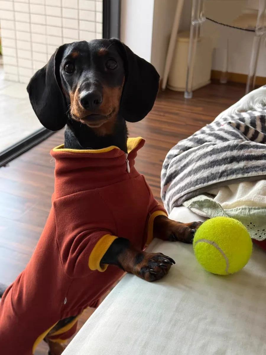 Fashion Red Dachshund Pajamas – Soft Stretch Winter & Spring Clothes for Sausage Dogs
