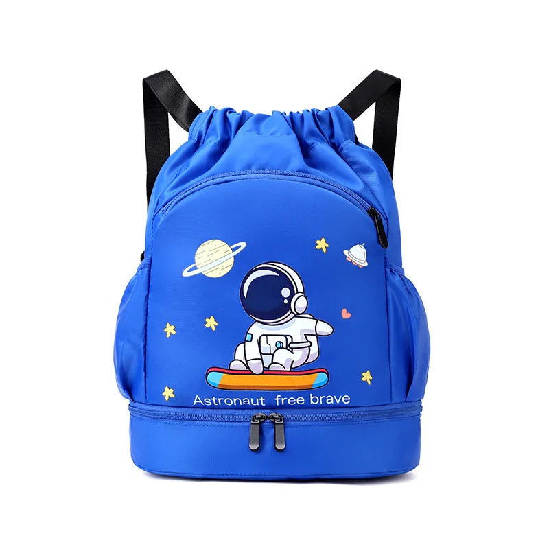 Kids Swimming Backpack Children Dry Wet Sports Gym Fitness Bag Waterproof Beach Shoulder Rucksack  Cartoon Travel Duffel Pack