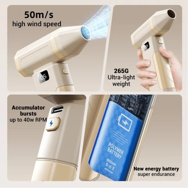 Xiaomi 450000RPM Powerful Air Blower Turbo Jet Fan High Speed Turbo Violent Fan Brushless Motor Handheld Duct Fan PC Clean Tool