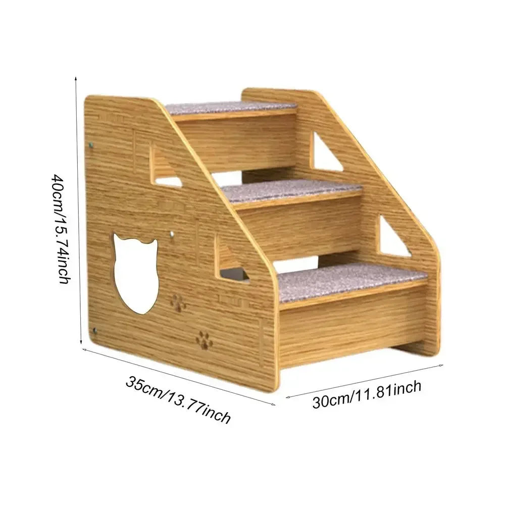 Pet Stairs For Couch 3-Level Wood Pet Stairs & Ramp For Medium/Small Dogs Old Cats Dog/Cat Ladder Wood Non-Slip For Beds And