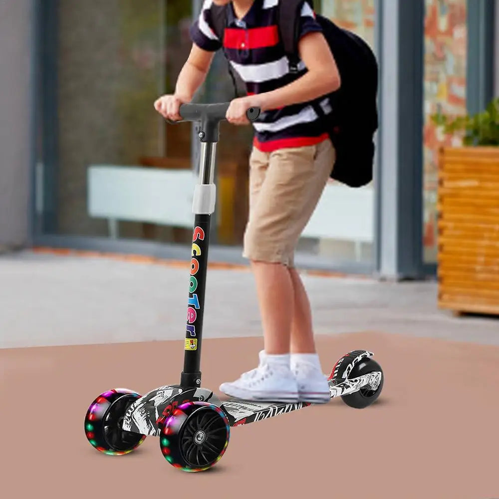 Child Scooter Folding Kick Scooter Adjustable Height Skateboard For Kids With LED Light Kateboard Outdoor Kids Foot Scooter