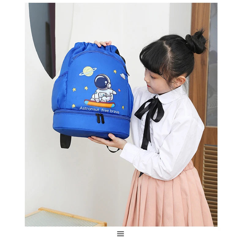 Kids Swimming Backpack Children Dry Wet Sports Gym Fitness Bag Waterproof Beach Shoulder Rucksack  Cartoon Travel Duffel Pack