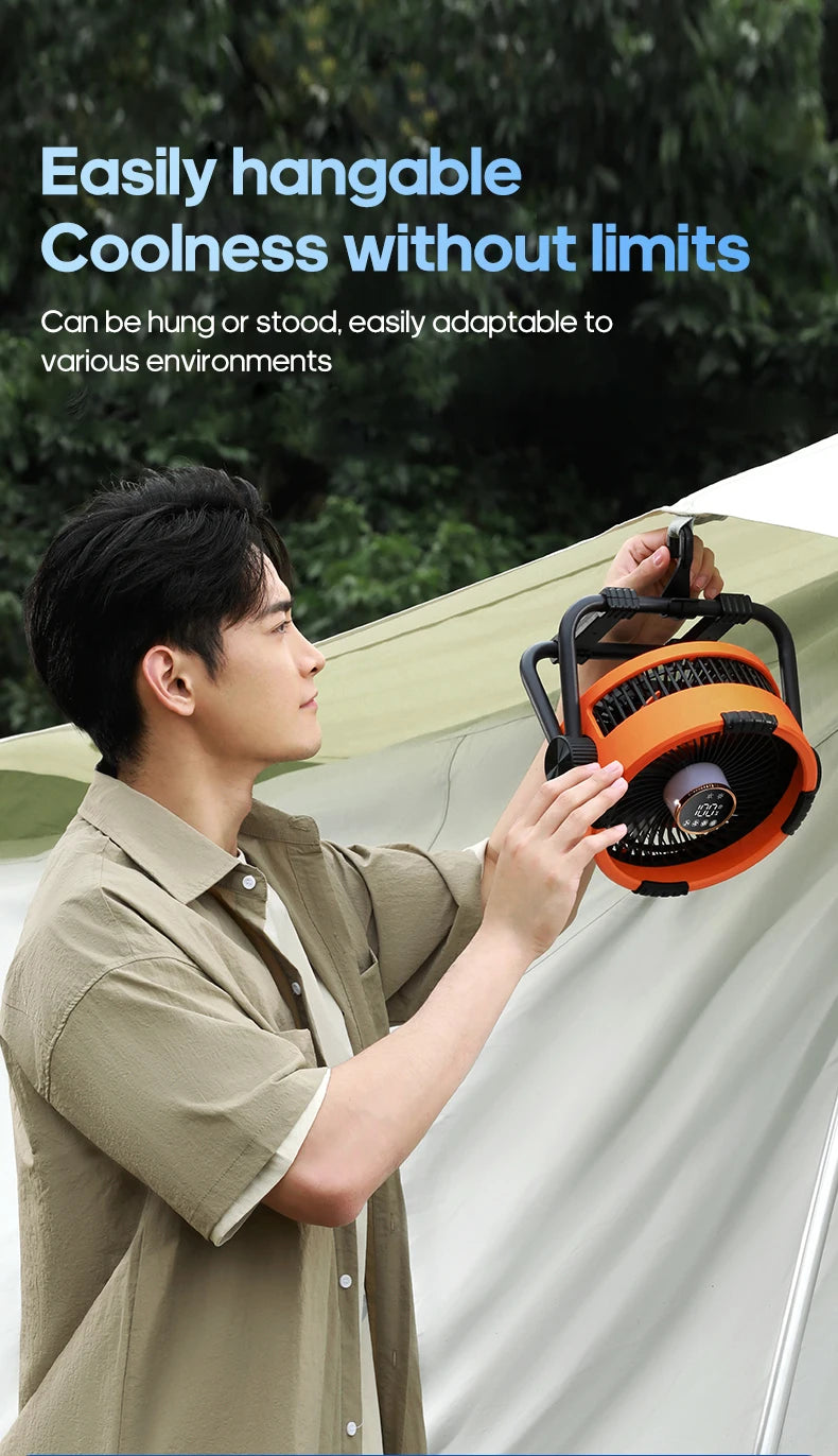 KINSCOTER Portable 6 in 1 Camping Fan 20000mAh Multifunctional Outdoor Desktop Air Circulator Wireless Ceiling  w/ Hook & Light