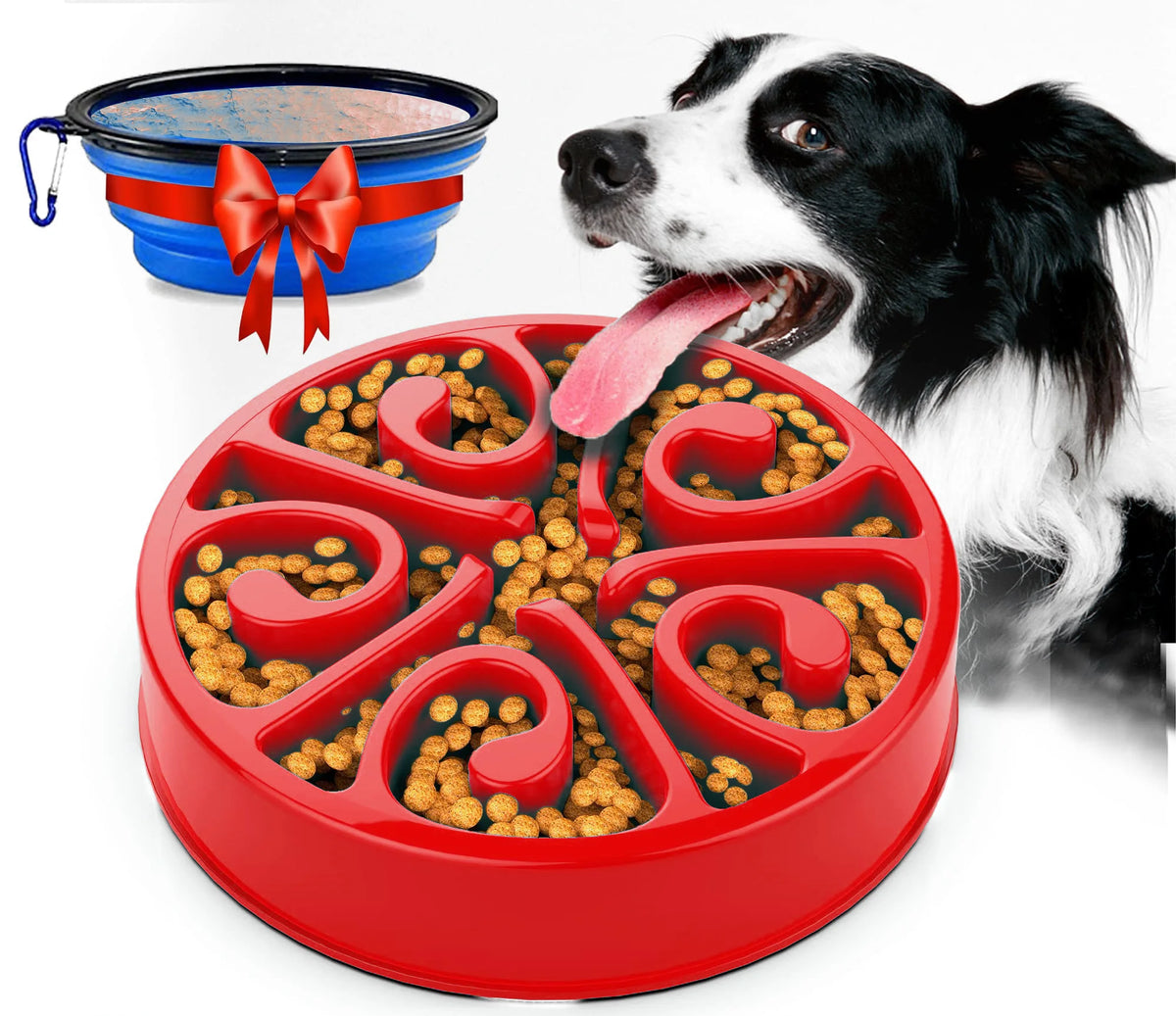 Pet Dog Slow Feeder Bowl Fun Non Slip Anti-Gulping Slower Food Feeding Dishes Eco Dog Bowl for Large Medium Small Dogs Puppy
