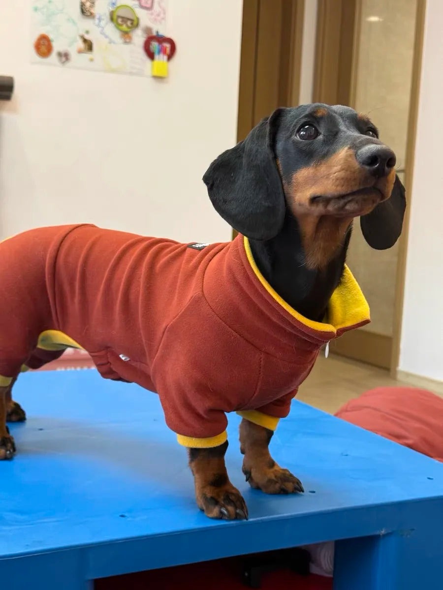 Fashion Red Dachshund Pajamas – Soft Stretch Winter & Spring Clothes for Sausage Dogs