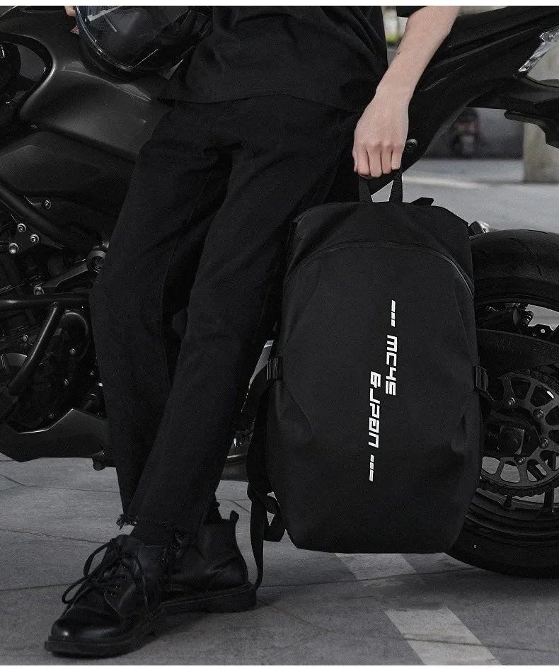 Helmet Backpack for Motorcycle Cycling Large Capacity Waterproof Helmet Storage Bag with Reflective Stripe Hiking Backpack