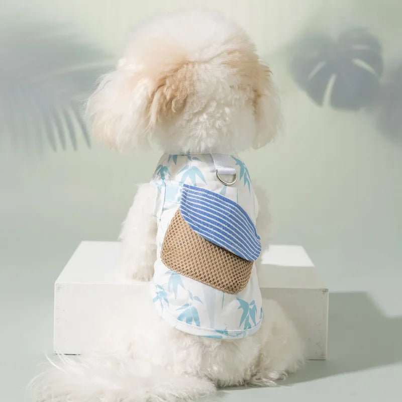 Summer Dog Cool Clothes Fashion Dog Vest Breathable Puppy Sunscreen Clothing Cute Print Cat Vest with Pocket Pet Pullovers Shirt