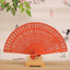Fashion Wedding Hand Fragrant Party Carved Bamboo Folding Fan Chinese Wooden Fan Vintage Hollow Antiquity Folding Fan