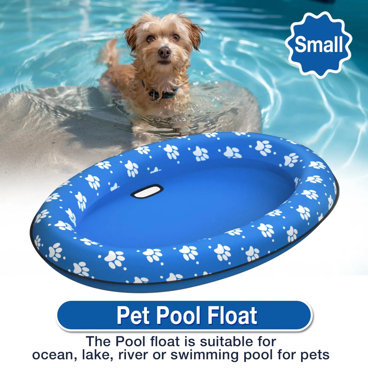 Summer Pet Dog Floating Raft, Inflatable Water Floating Pet Floating Row, Paw Print Swimming Floating, Suitable For Small Dogs