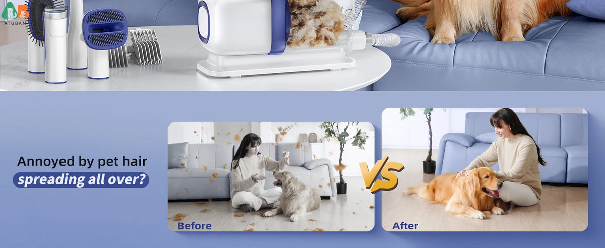 ATUBAN Dog Grooming Kit,15000Pa Strong Pet Grooming Vacuum for Dogs,2L Large Capacity Dog Vacuum for Shedding Grooming Hair