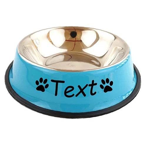 Personalized Stainless Steel Pet Bowls - Custom Name, Non-Slip, Colorful, Multi-Size