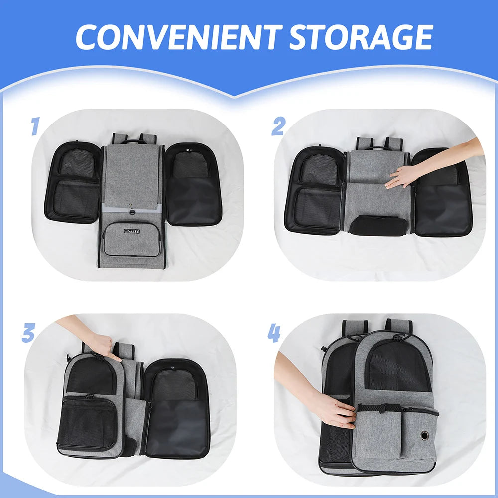 Dog Carrier Bag Pet Double Shoulder Backpack Sturdy Frame Breathable Foldable Dog Double Doors Bag Fits 20 lbs Pets Travel Set