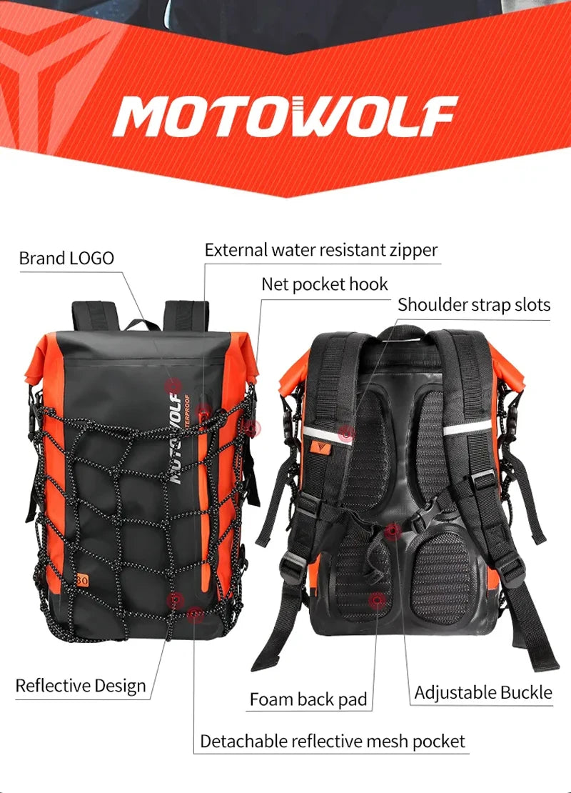 Motorcycle Backpack Men Women Waterproof Bag Full Face Helmet Backpack Rider Bag Reflective Travel Bag Motorcycle Helmet Bags