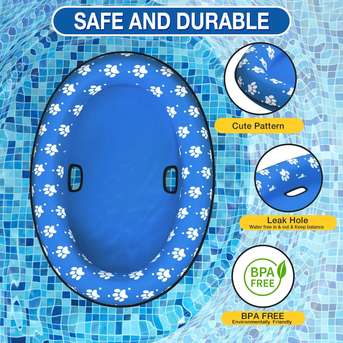 Summer Pet Dog Floating Raft, Inflatable Water Floating Pet Floating Row, Paw Print Swimming Floating, Suitable For Small Dogs