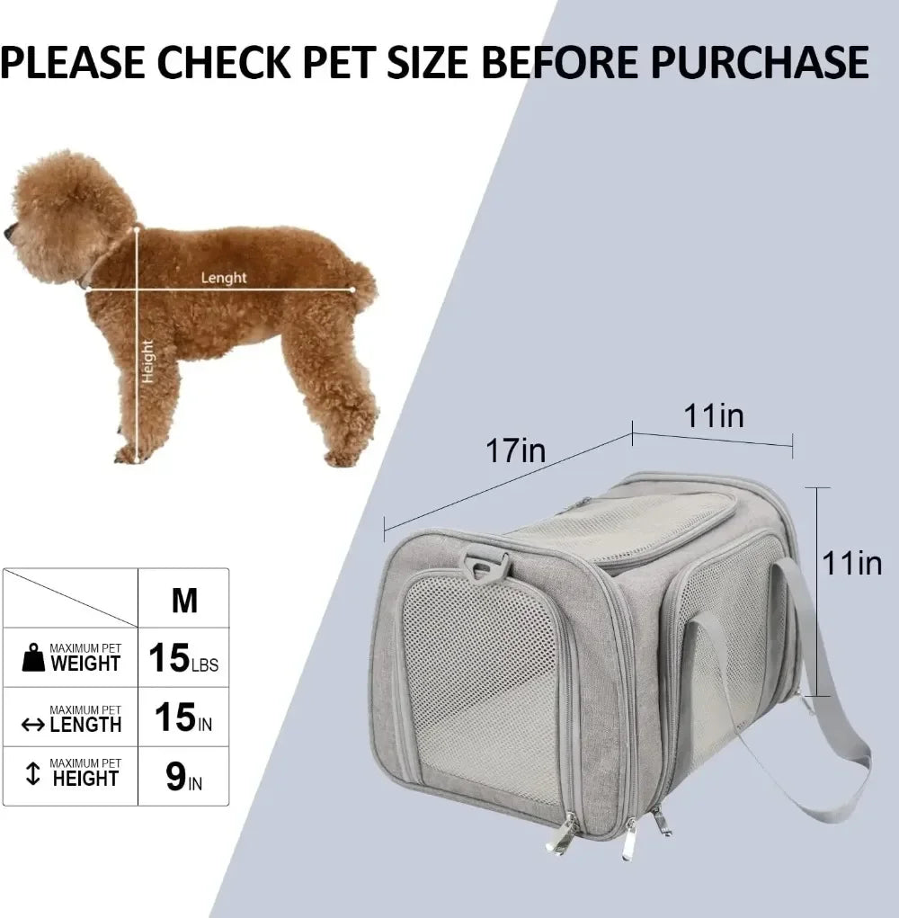 Pet Carrier Bag - Airline Approved, High-Quality, Durable, Expandable