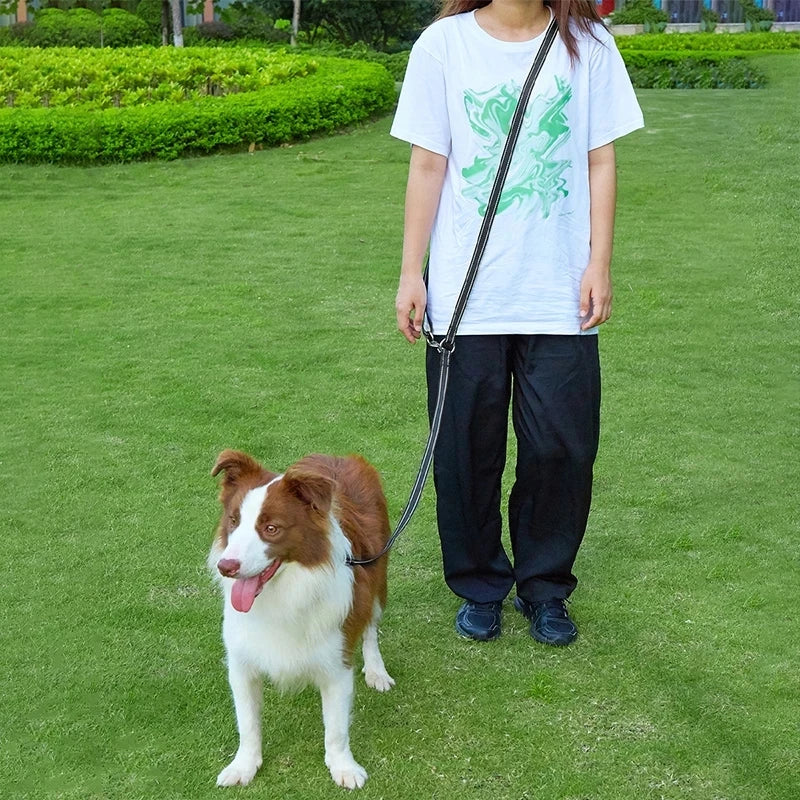 Dog Leash Hands Free Dogs Leash Reflective Leashes for Dog Walking Running Rope 2.4M Long Adjustable Double Leashes Dogs Ropes