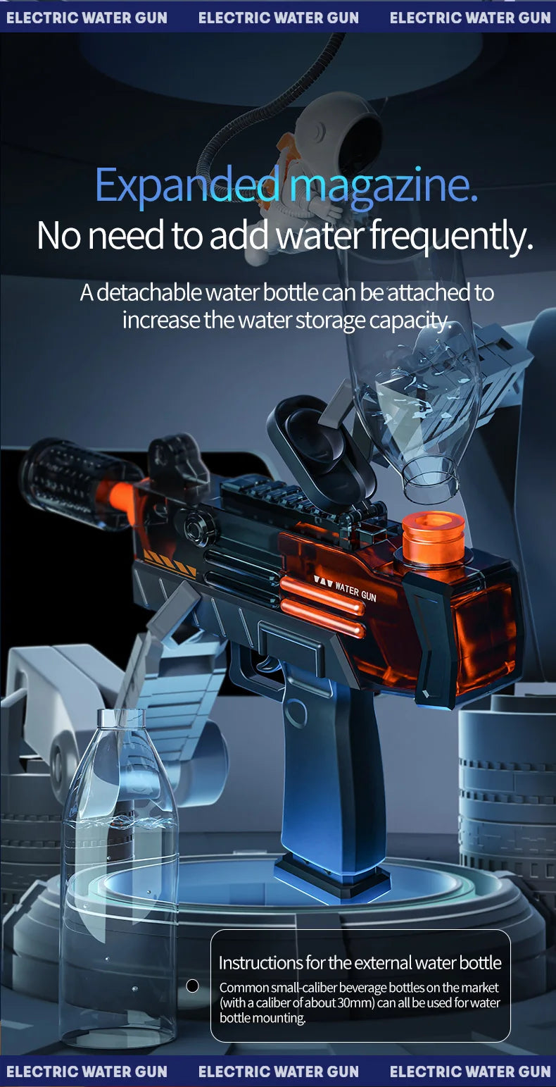 Electric UZI Flamethrower Water Gun Toy High-Power Full Automatic Water Shooter Outdoor Games for Kids Adults Summer Fun Toys
