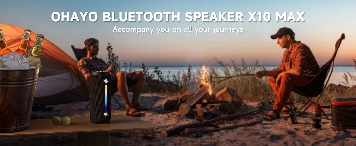 OHAYO X10MAX Bluetooth Speaker 35W - IPX7 Waterproof, Powerful Stereo Sound, 24H Playtime, TWS Pairing, Dazzling Lights, Bass Up