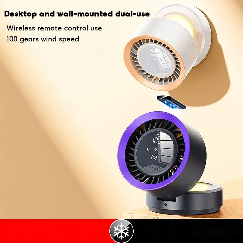 Eary Wall-mounted Fan Punch-free Foldable Fast Charging Desktop Fan With Night Light Magnetic Remote Control Air Conditioner Fan