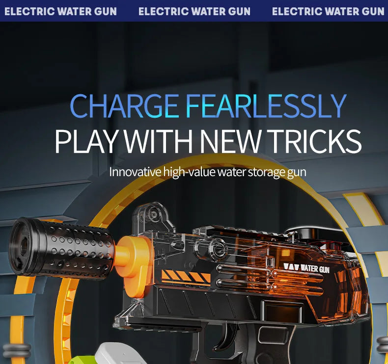Electric UZI Flamethrower Water Gun Toy High-Power Full Automatic Water Shooter Outdoor Games for Kids Adults Summer Fun Toys