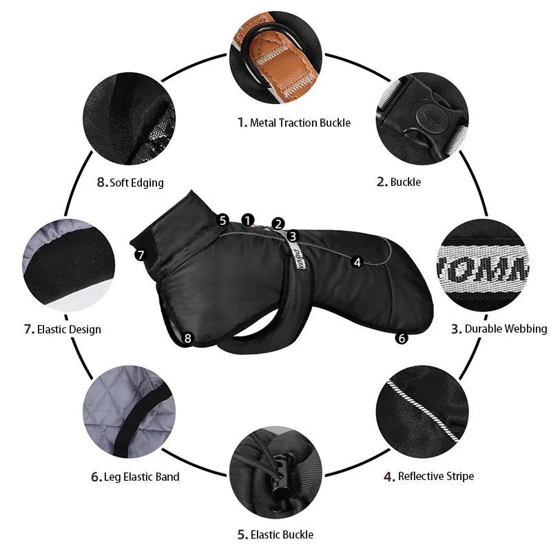 Doberman Winter Coat – Waterproof Warm Vest Jacket for Large Dogs (Bulldog, Labrador, Big Dog)