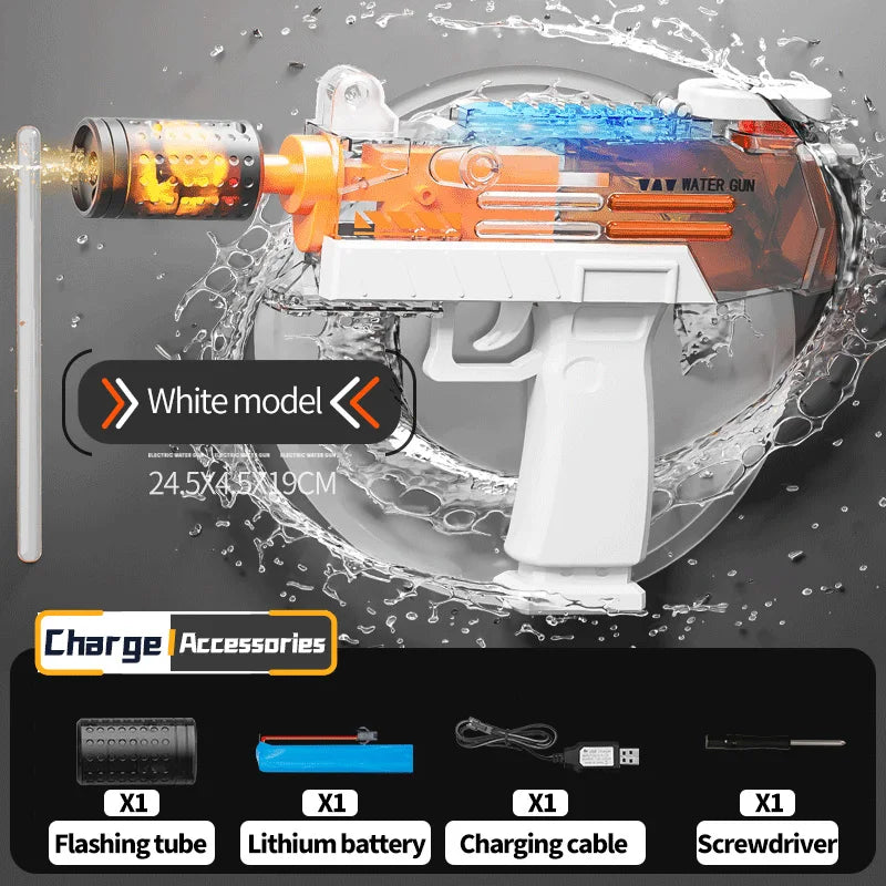Electric UZI Flamethrower Water Gun Toy High-Power Full Automatic Water Shooter Outdoor Games for Kids Adults Summer Fun Toys
