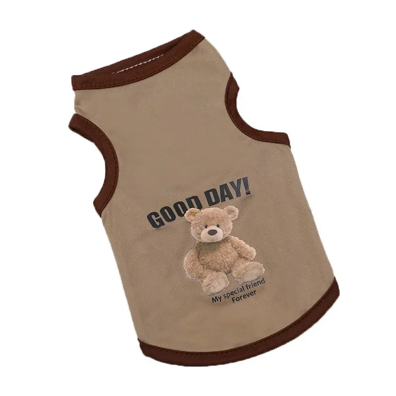 Pets Summer Prints Vests Dog Clothes Little Bear Dog Pattern Pet T-shirts Breathable Sleeveless Puppy Costume Dog Pet Shirts