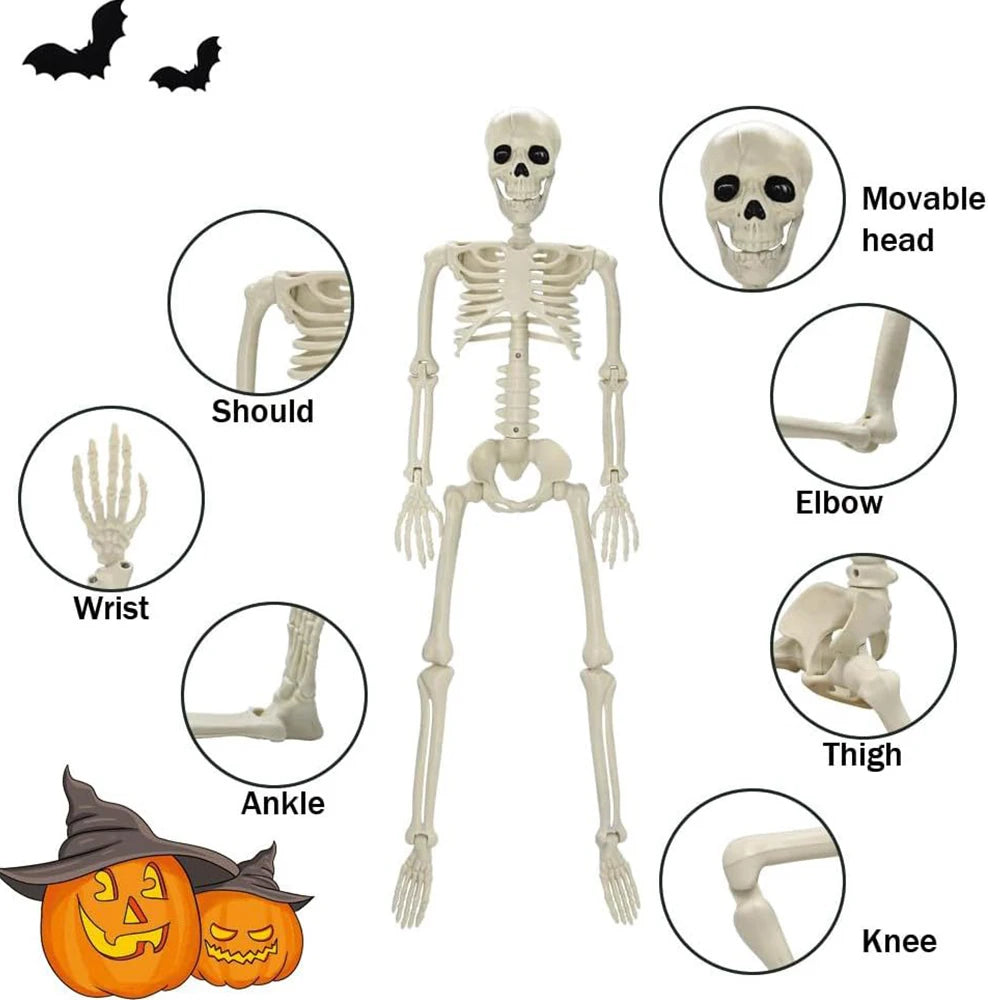 Halloween Decorations Skeleton,3 Foot Posable Human Shape Skeleton,Halloween Fake Bone Horror Decoration