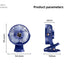 1800mAh Clip Electric Fan 5 Speed Quiet Rechargeable Desktop Portable Air Circulator Wireless Fan with LED Light Camping Fans