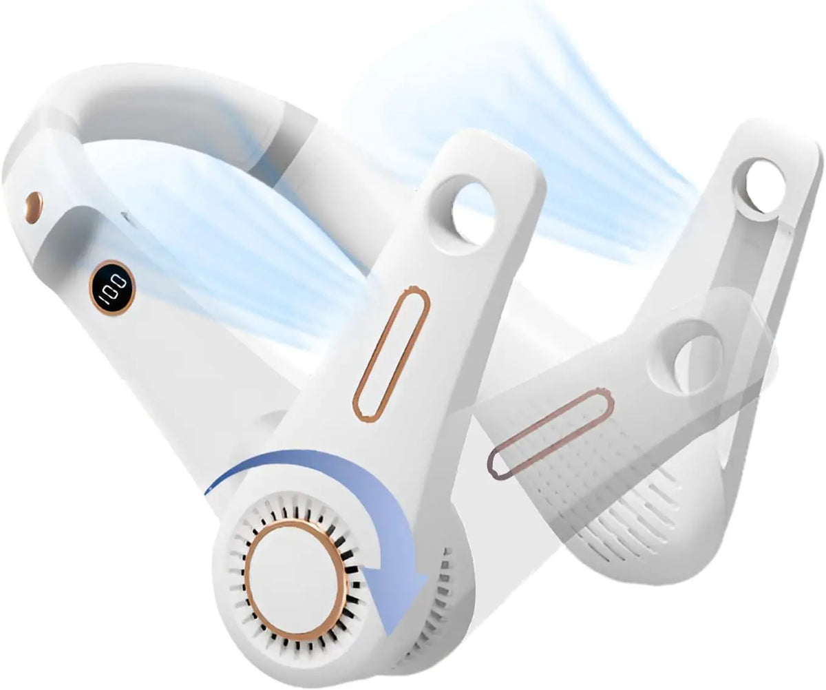 【2023 New】New Portable All Angles Neck Fan, Hands Free Bladeless Fan, Wearable with Headphone Design,Rotatable hanging neck